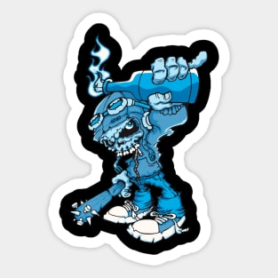 Blue Skull Fire Sticker